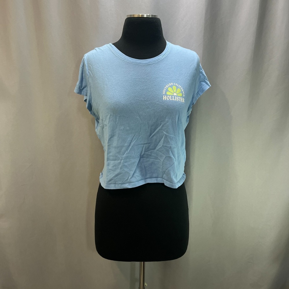 Hollister Southern California Graphic T Shirt Womens Large Blue Cotton Cropped
